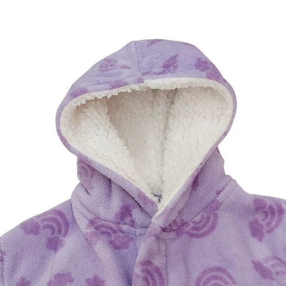 Pekkle Girls Robe 10-12 Purple Hooded Fleece Soft Fabric Comfy Cozy Warm - Picture 3 of 8